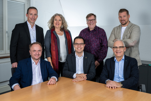 Gemeinderat Belp 01.01.2025  (v.l.n.r. Thomas Walther, Jean-Michel With, Kristin Arnold, Stefan Neuenschwander, Markus Müller, Hans-Peter Iseli, Patrick Müller)